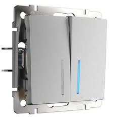 Изображение Выключатель двухклавишный с подсветкой (серебряный) W1120106